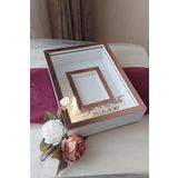 Verda Çerçeve 25X35 Cm Beyaz-Rosegold Fotoğraf Alanlı Model Tasarım Gül Kutusu Anı Çerçevesi!! Isimli Ledli