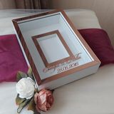 Verda Çerçeve 25X35 cm Fotoğraf Bölümlü Isimli Beyaz-Rose Yarı Pleksi Kaplamalı Derin Anı Çerçevesi! Gül Kutusu! Ledsiz