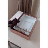 Verda Çerçeve 25X35 Cm Rosegold Fotoğraf Alanlı Model Tasarım Gül Kutusu Anı Çerçevesi! Isimli