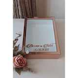 Verda Çerçeve 25x35 Cm Rosegold Ledsiz Derin Gül Tasarım Çerçevesi! Gül Kutusu Anı Çerçevesi! Isimli Pembe