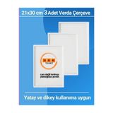 Verda Çerçeve 3 Adet A4 21X30 CM Beyaz Fotoğraf Çerçevesi Diploma Sertifika Çerçevesi