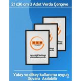 Verda Çerçeve 3 Adet A4 21X30 cm Siyah Fotoğraf Çerçevesi Diploma Sertifika Çerçevesi