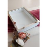 Verda Çerçeve 30X40 Cm Derin Beyaz- Gümüş Özel Gün Çiçekleri Için Anı Çerçevesi! Gül Çerçeve Kutusu!