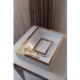 Verda Çerçeve 30X40 Cm Gold-Beyaz Ledli Fotoğraf Bölümlü Tasarım Gül Kutusu Anı Çerçevesi! Ayna Çerçeve!