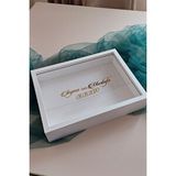 Verda Çerçeve 30x40 Cm Isimli Ve Tarihli Derin Anı Çerçevesi! Gül Çerçeve Kutusu! Geniş Ve Derin Gül Kutusu! Gold-beyaz Sarı