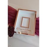 Verda Çerçeve 30X40 Cm Ledli Beyaz-Rose Fotoğraf Bölümlü Tasarım Gül Kutusu Anı Çerçevesi! Ayna Çerçeve!
