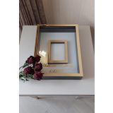 Verda Çerçeve 30X40 Cm Ledli Gold-Siyah Fotoğraf Bölümlü Tasarım Gül Kutusu Anı Çerçevesi! Ayna Çerçeve!