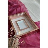 Verda Çerçeve 30X40 Cm Ledli Rose Pleksi Kaplı Fotoğraf Bölümlü Tasarım Gül Kutusu Anı Çerçevesi! Isimsiz
