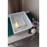 Verda Çerçeve 30x40 Cm Ledli Ve İsimli Fotoğraf Bölümlü Tasarım Gül Kutusu Anı Çerçevesi! Ayna Çerçeve! Beyaz-kare