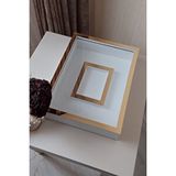 Verda Çerçeve 30X40 Cm Ledsiz Beyaz- Gold Fotoğraf Bölümlü Tasarım Gül Kutusu Anı Çerçevesi! Isimsiz