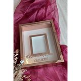 Verda Çerçeve 30x40 Cm Rosegold Lüx Tasarım Ledli Fotoğraf Bölümlü Gül Kutusu Anı Çerçevesi! Ayna Çerçeve! Yarıfull Rose Pembe