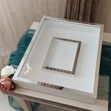 Verda Çerçeve 40 x 50 cm Yarı Kaplama Ledli Beyaz-Gümüş Anı Çerçevesi! Yeni Moda Çiçek Anı Çerçevesi!