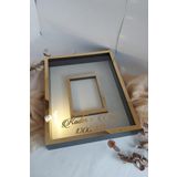 Verda Çerçeve 40X50 Cm Siyah-Gold Fotoğraf Bölümlü Anı Çerçevesi! Ledli Ve Isimli Gül Tablosu! Gül Kutusu!