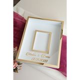 Verda Çerçeve 40X50 Cm Yeni Trend 8 Cm Derinliğinde Beyaz-Gold Fotoğraf Bölümlü Isimli Ledsiz Çerçeve! Gül Kutusu