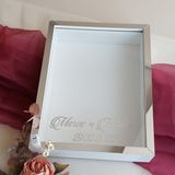 Verda Çerçeve Beyaz 30X40 cm Fotoğraf Bölümsüz Yarı Gümüş Isimli Ledli Gül Saklama Kutusu