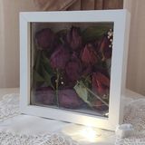 Verda Çerçeve Beyaz Ledli Çerçeve 20x20x5 cm Ahşap Moda Çiçek Şekilli Anı Çerçevesi