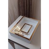 Verda Çerçeve Gold-Beyaz Ledli Anı Çerçevesi 30x40 cm Ahşap Kişiselleştirilmiş Gül Kutusu Tasarım - Beyaz - Gold
