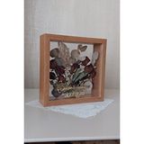 Verda Çerçeve İsimli 25x25 Cm Çift Yönlü Derin Gül Çerçevesi! Gelin Buketi Çerçevesi! Bambu Kahverengi