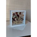 Verda Çerçeve İsimli 25x25 Cm Çift Yönlü Derin Gül Çerçevesi! Gelin Buketi Çerçevesi! Beyaz
