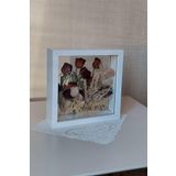 Verda Çerçeve İsimli 25X25 Cm Çift Yönlü Derin Gül Çerçevesi! Gelin Buketi Çerçevesi!