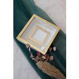 Verda Çerçeve Ledli 25X25 Cm Fotoğraf Bölümlü Beyaz Gold Renk Verda Anı Çerçevesi-6 Cm Derinlikli Anı Çerçevesi