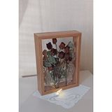 Verda Çerçeve Ledli 25x35 Cm Çift Yönlü Derin Gül Çerçevesi! Gelin Buketi Çerçevesi! Bambu Kahverengi