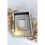 Verda Çerçeve Ledli 25X35 Cm Siyah-Gümüş Fotoğraf Alanlı Model Tasarım Gül Kutusu Anı Çerçevesi! Isimsiz Ledli!