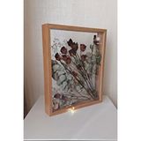 Verda Çerçeve Ledli 40x50 Cm Çift Yönlü Derin Gül Çerçevesi! Gelin Buketi Çerçevesi! Bambu Kahverengi