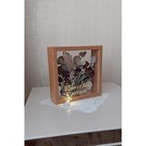 Verda Çerçeve Ledli Isimli 25x25 Cm Bambu Çift Yönlü Derin Gül Çerçevesi! Gelin Buketi Çerçevesi! Kahverengi
