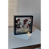 Verda Çerçeve Ledli İsimli 25x25 Cm Çift Yönlü Derin Gül Çerçevesi! Gelin Buketi Çerçevesi! Siyah