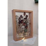 Verda Çerçeve Ledli Ve İsimli 25x35 Cm Çift Yönlü Derin Gül Çerçevesi! Gelin Buketi Çerçevesi! Bambu Kahverengi