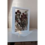 Verda Çerçeve Ledli Ve İsimli 25x35 Cm Çift Yönlü Derin Gül Çerçevesi! Gelin Buketi Çerçevesi! Beyaz