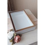 Verda Çerçeve Ledsiz 25X35 Cm Beyaz-Bronz Derin Gül Tasarım Çerçevesi! Gül Kutusu Anı Çerçevesi! Isimsiz