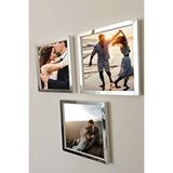 Verda Çerçeve Yapışkanlı 20x20 Cm Full Fotoğraflı Sök Tak Çerçeve 3'lü Kare Çerçeveler-17,5x17,5 Cm Fotoğraf! Beyaz-gümüş