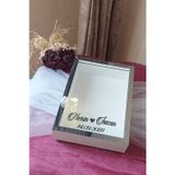 Verda Çerçeve Yeni Model 25X35 Cm Beyaz-Füme Ledli Derin Gül Tasarım Çerçevesi! Gül Kutusu Anı Çerçevesi! Isimli