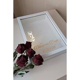 Verda Çerçeve Yeni Model 25X35 Cm Beyaz Ledli Derin Gül Tasarım Çerçevesi! Plastik Gül Kutusu! Isimli