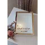 Verda Çerçeve Yeni Model 25X35 Cm Gold-Beyaz Ledli Derin Gül Tasarım Çerçevesi! Gül Kutusu Anı Çerçevesi!