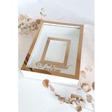 Verda Çerçeve Yeni Model Ledsiz 25X35 Cm Beyaz-Bronz Fotoğraf Alanlı Model Tasarım Gül Kutusu Anı Çerçevesi!