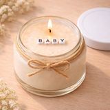 Verda Desing Baby Notlu Kokulu Kavanoz Mum - Özel Notlu Hediyelik Cam Mum - Beyaz - 1 Adet