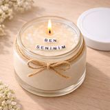 Verda Desing Ben Seninim Notlu Kokulu Kavanoz Mum - Özel Notlu Hediyelik Cam Mum - Beyaz - 1 Adet