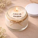 Verda Desing Canım Babam Notlu Kokulu Kavanoz Mum - Özel Notlu Hediyelik Cam Mum - Beyaz - 1 Adet