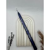 Verda Desing Dekoratif Gümüş Mermer Desenli Metalik Lacivert Şamdan Mumu 1 Li