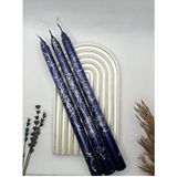 Verda Desing Dekoratif Gümüş Mermer Desenli Metalik Lacivert Şamdan Mumu 3 Lü Set - Çok Renkli - 3 Adet
