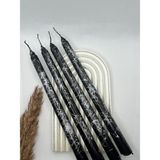Verda Desing Dekoratif Gümüş Mermer Desenli Metalik Siyah Şamdan Mumu 4 Lü Set - 1
