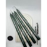 Verda Desing Dekoratif Gümüş Mermer Desenli Metalik Yeşil Şamdan Mumu 4 Lü Set - 1