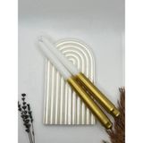 Verda Desing Dekoratif Metalik Altın Beyaz Şamdan Mumu 2 Li Set - Metalik Altın - Beyaz - 1