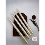 Verda Desing Dekoratif Metalik Beyaz Sedef Inci Şamdan Mumu 4 Lü Set - 1