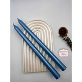 Verda Desing Dekoratif Metalik Mavi Şamdan Mumu 2 Li Set - 1