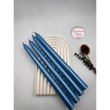 Verda Desing Dekoratif Metalik Mavi Şamdan Mumu 4 Lü Set - 1