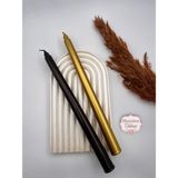 Verda Desing Dekoratif Metalik Siyah Altın Gold Şamdan Mumu 2 Li Set - Siyah - Altın - 1